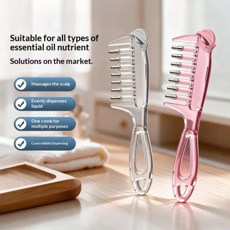 Portable Hair Root Comb Liquid Guide Applicator Scalp Massage Comb Hair Oil Serum Brush Anti-Leak Hair Care Tool
