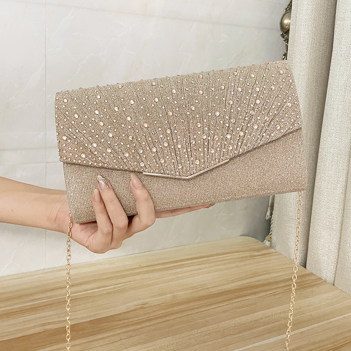 Elegant Sequin Clutch Bag for Women Evening Party Handbag Shoulder Crossbody Bag Luxury Accessory Matched with Dresses