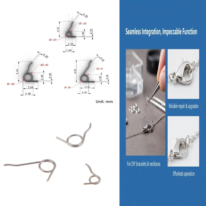 1*Stainless Steel Jewelry Lobster Clasps Torsion Spring Wire Dia 0.3mm Jewelry Mini Lobster Clasps Spring Small Torsion Spring