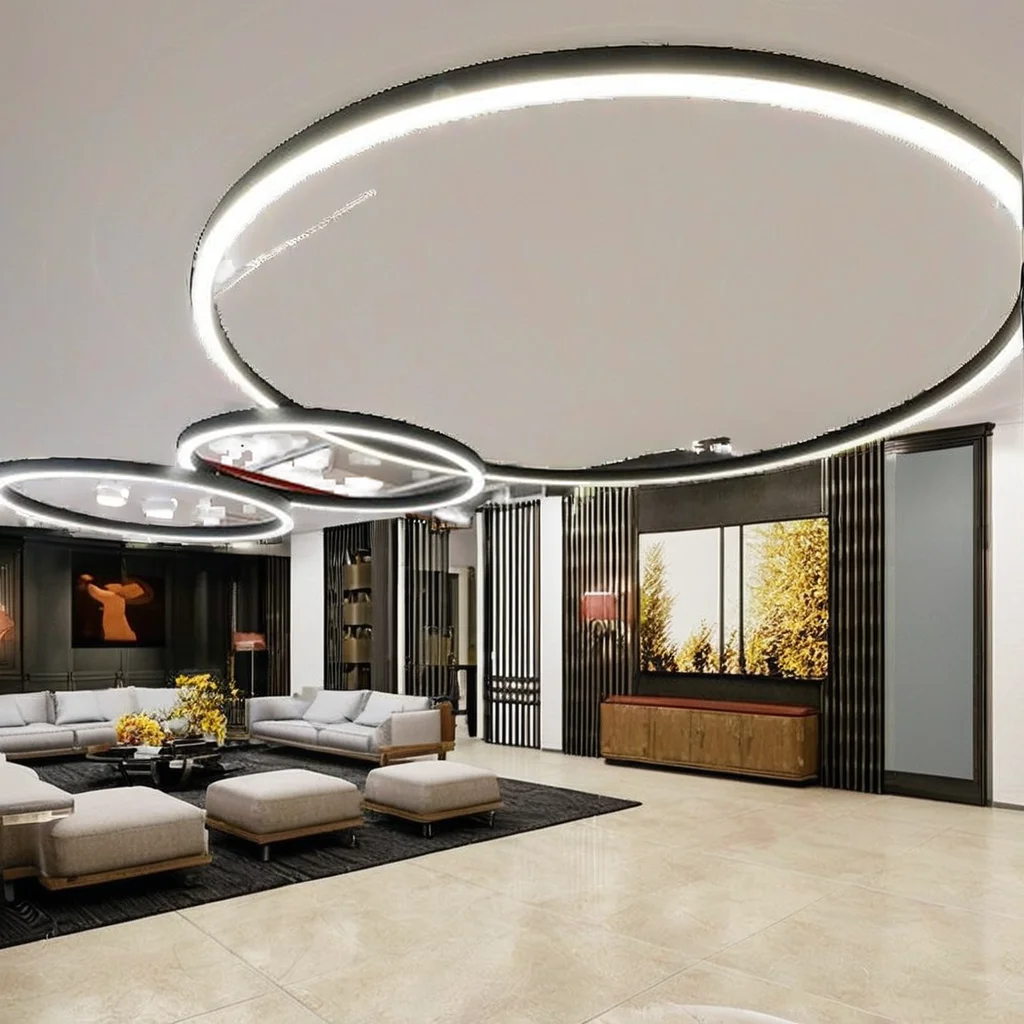 Architectural Curved LED Light Customized Black Golden Customized Shape Circular Pendant Light for Commercial Projects