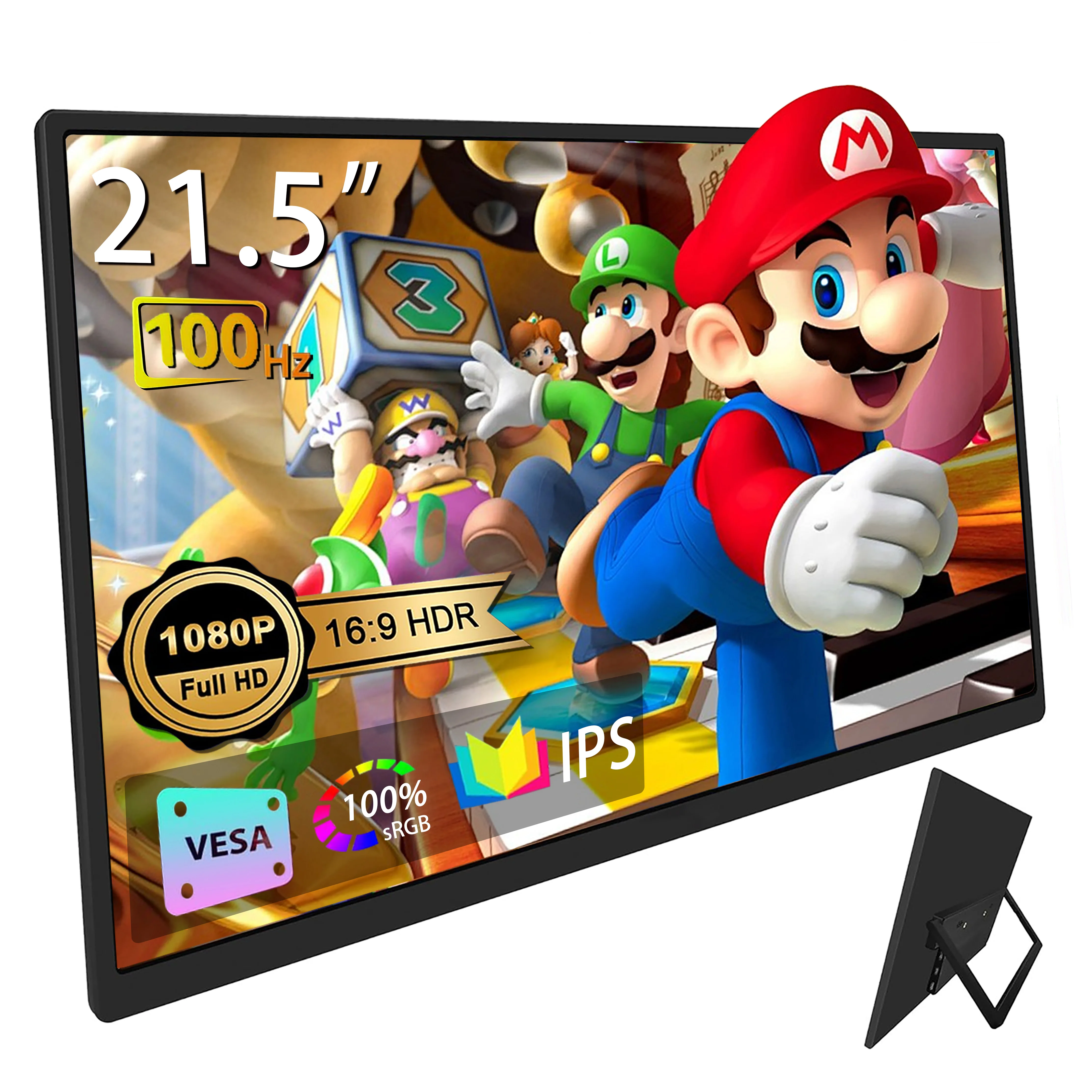 AHXJKA 21.5-inch Portable Monitor 100Hz 100%sRGB IPS Phone Laptop Display for Gaming Travel Business Compact External Screen