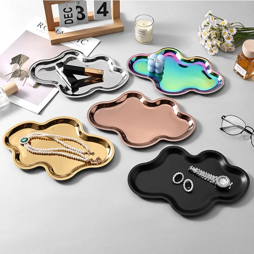 Stainless Steel Cloud Shaped Storage Tray Modern Design Rust-proof Jewelry Organizer Space Saving Easy To Clean