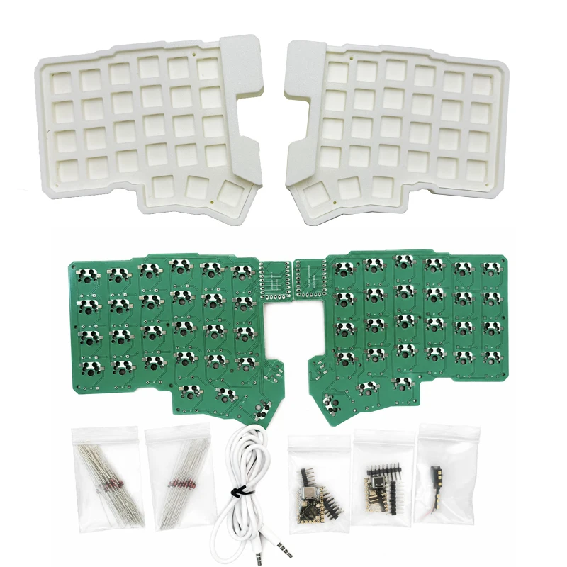 Wired Silakka54 Split Keyboard Unsoldered PCB Parts Split Keyboard RP2040 3D PLA Case DIY Hot Swap VIAL Keyboard Accessories