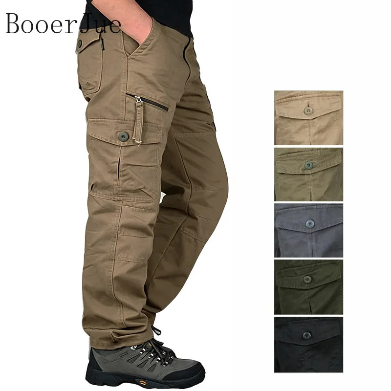 Cargo Pants Man Cotton Reinforced Utility Military Outdoors Man Work Trousers Long Tactical Pants for Men Fashion Casual Pants