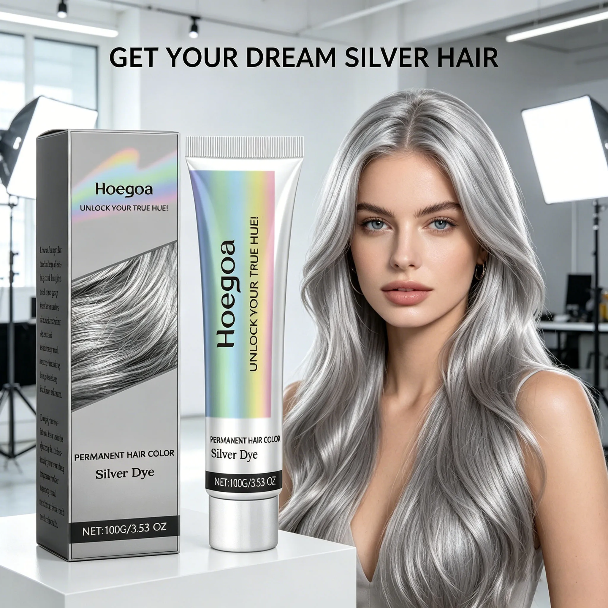 Gray Hair Dye Cream Quick Color Professional Covering HAIR Sliver Grey Smoky Style DIY Styling No Irritating Dye Hair Nourishing