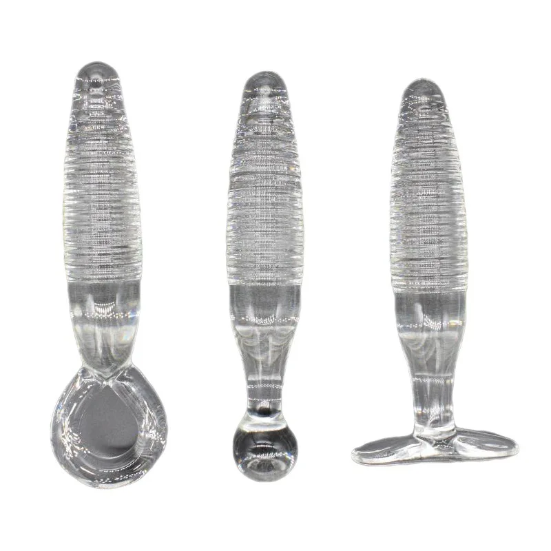 Glass Anal Plug with Handle Female Masturbator Threaded Head Glass Pull Bead BDSM Couple Sex