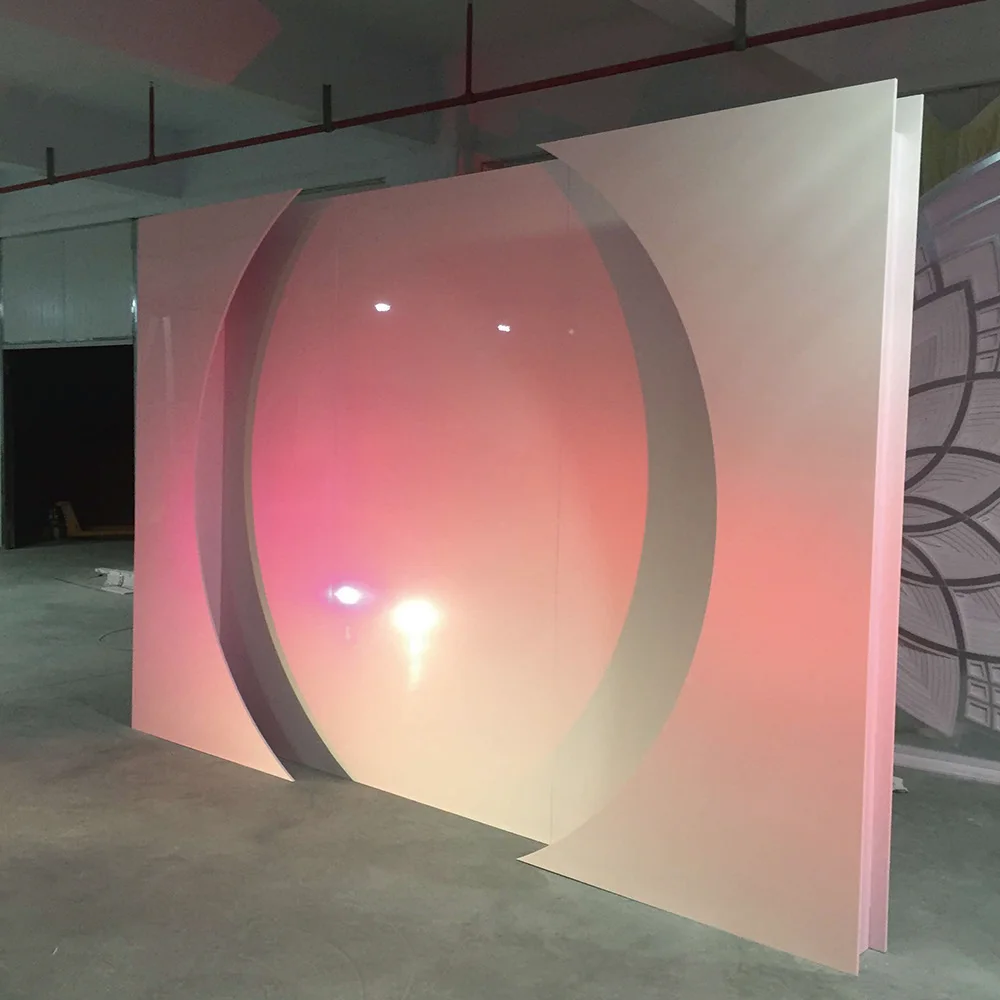 Special Design Acrylic Rectangle Light up Wedding Curved Backdrop Decoration Events Supplies