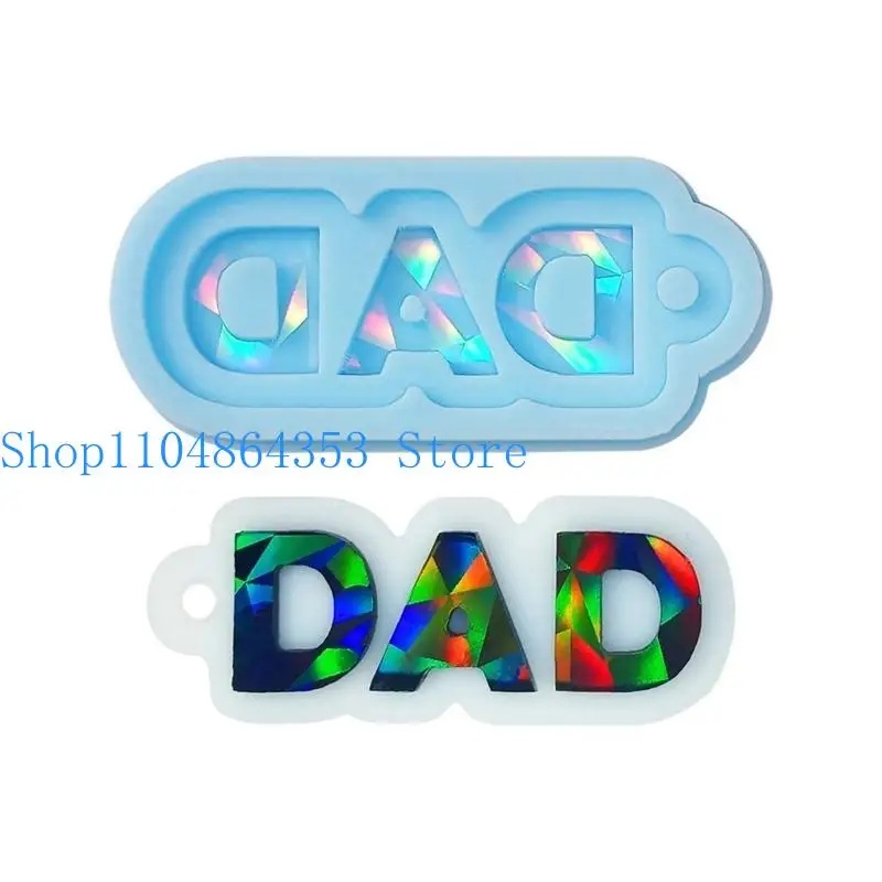 652F 2022 Father and Mother's Day Mirror Crystal Epoxy Keychain Pendant Silicone Mold
