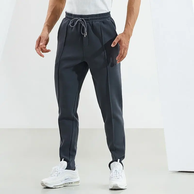 Spring Autumn Pure Cotton Sports Pants Knitted Pants Bead Floor Cotton Moisture Wounding Slim Simple Small Legs Pure Color JJ722