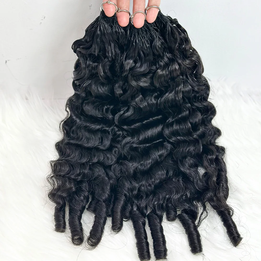 Burmese Human Hair Curly Braids Reusable Raw Crochet Brazilian Hair Curly Extensions 18-24 Inch Tangle-Free Pre-Separated Natural Black 100% Human Hair for Women