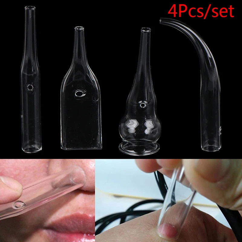 4Pcs/Set Blackhead Removal Glass Pipes Face Pore Cleanser Vacuum Extractor Tube