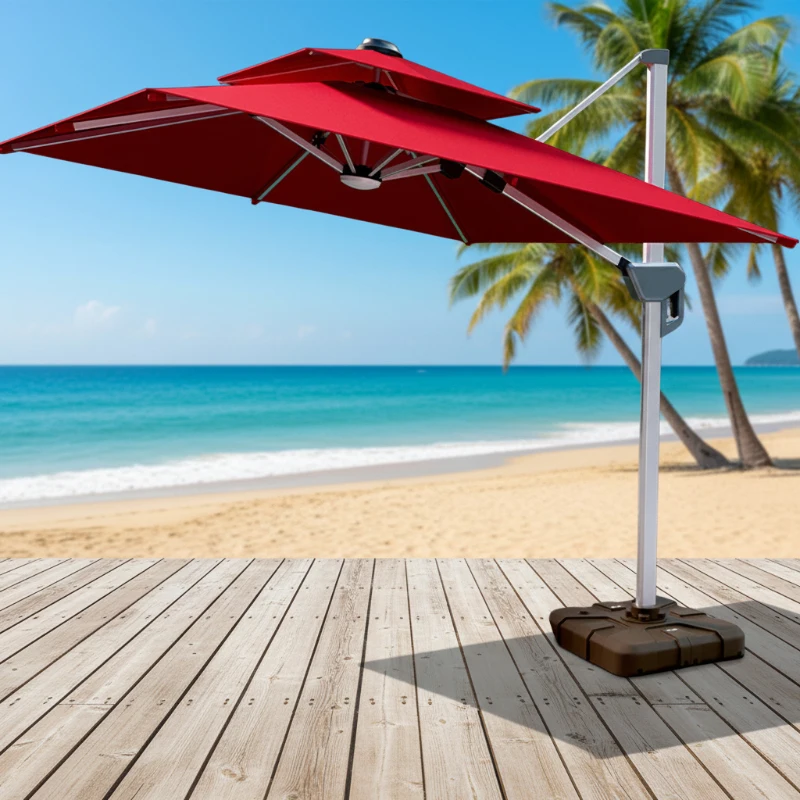 Heavy Duty Weather-Proof Metal Frame Beach Pool Side Umbrella Manual Solar 2.2m 2.5m 3m All-Season Outdoor Umbrella