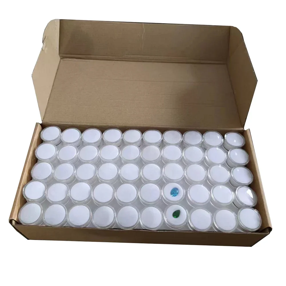 200Pcs Transparent Diamond Storage Box Round Gem Stone Display Case Loose Diamond Beads Piercing Jewelry Showcase Nail Art Boxes