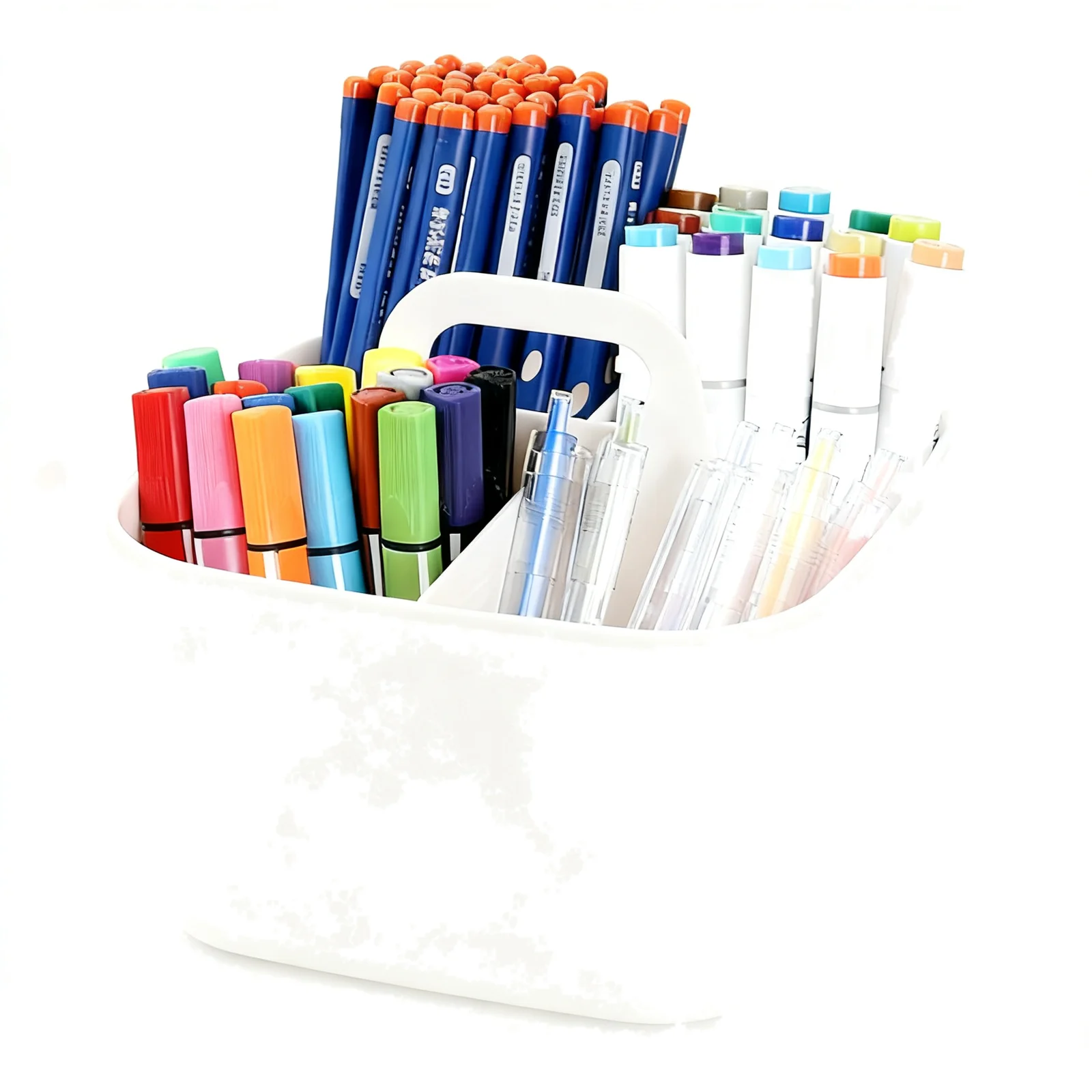 Multi-Space Marker And Pencil Storage Solution With Portable Shower Keeping Supplies In Order Tower