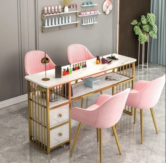 Nail Art Table and Chair Set Simple Special Price Economical Single Double Light Luxury Nail Art Shop Table