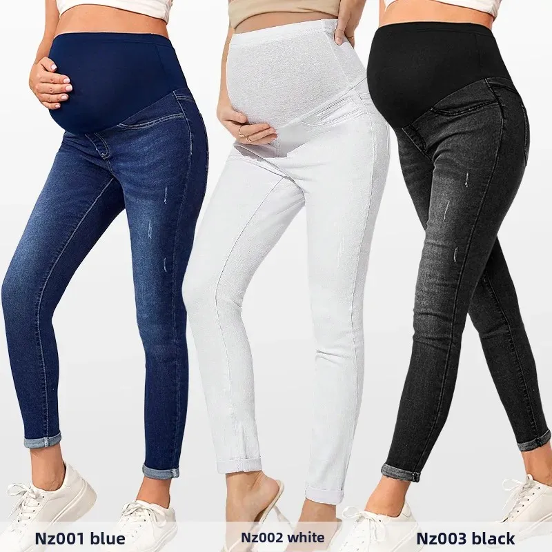 2026 Women's Maternity Jeans Fall Winter High Waist Belly Support Stretchy Straight Leg Pants For Pregnancy Postpartum Comfort