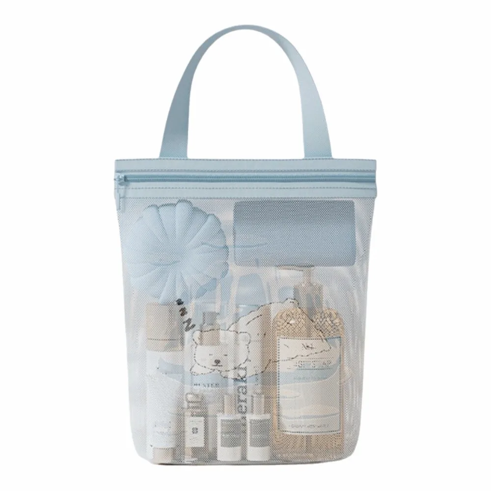 Simple Large Capacity Printed Mesh Bag Breathable Portable Mesh Storage Bag Multi-functional Handheld Shower Organizer Swimming