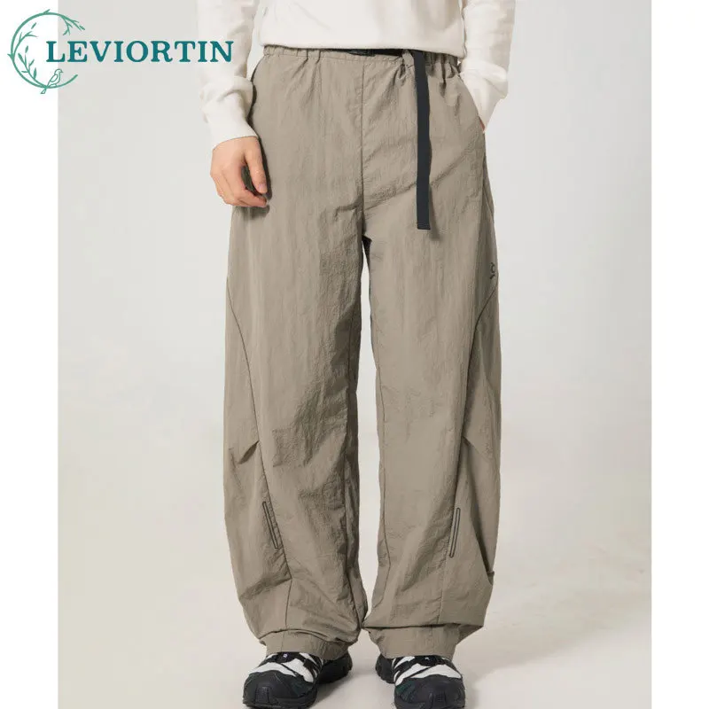 Men's spring/ autumn fashion urban waterproof workwear casual pants, split pleated curved knife paratrooper sports loose pants