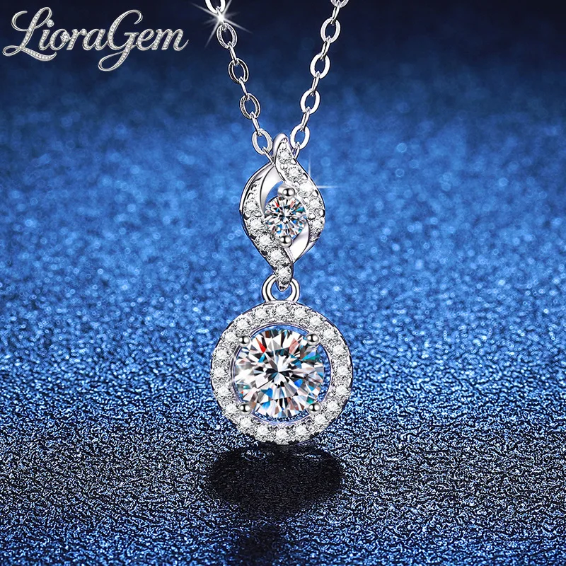 LioraGem 1-carat Moissanite Gourd Pendant, Versatile and Elegant Diamond-studded Necklace Platinum PT950 Stamp
