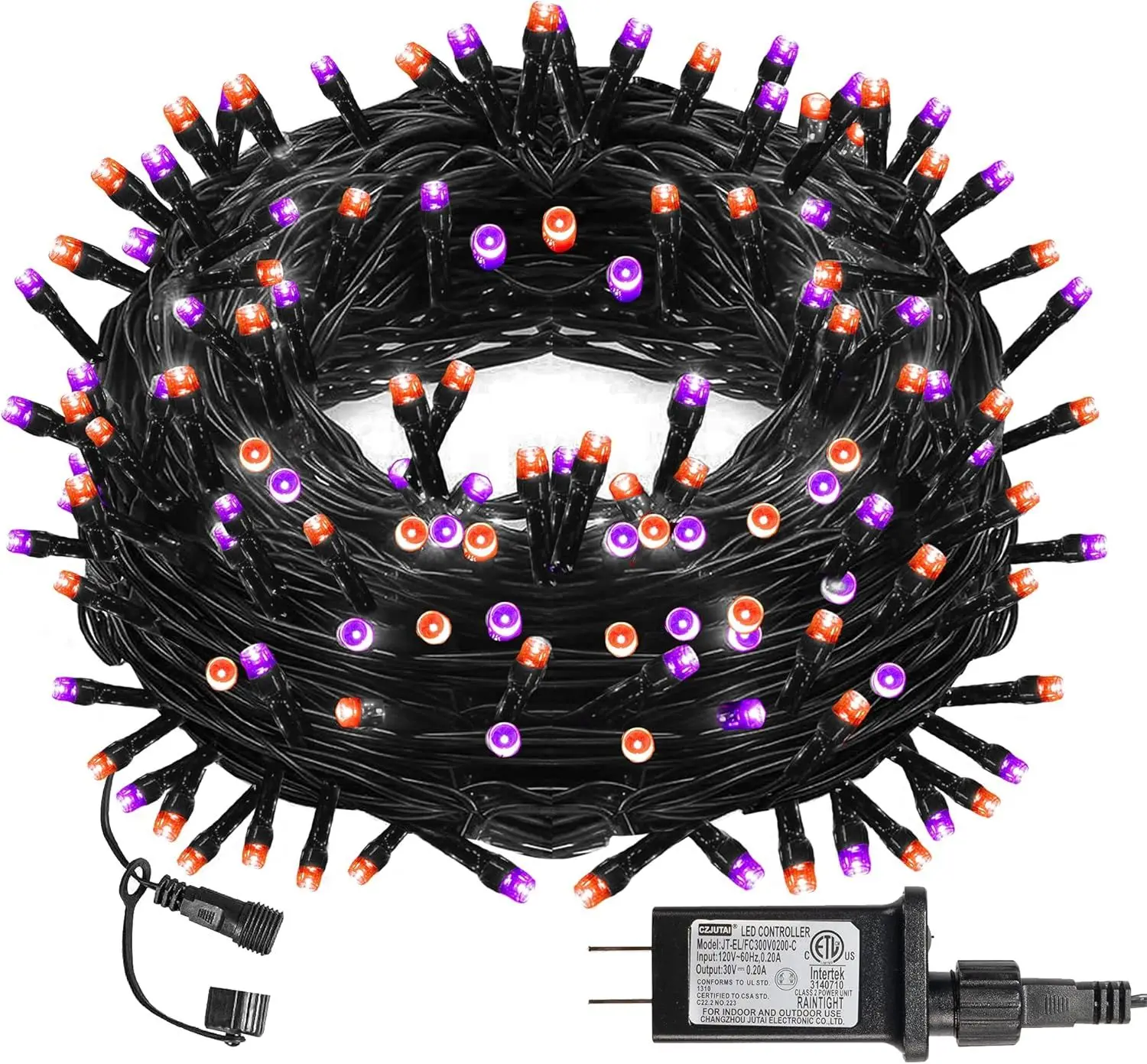DAZZLE BRIGHT Halloween 300 LED String Lights, 100FT String Lights with 8 Lighting Modes, Halloween Decorations