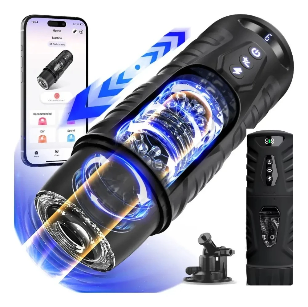AI Sync Automatic Male Masturbator Thrusting Rotation Sucking Licking Blowjob Penis Pump Pocket Pussy Sex Toys for Men