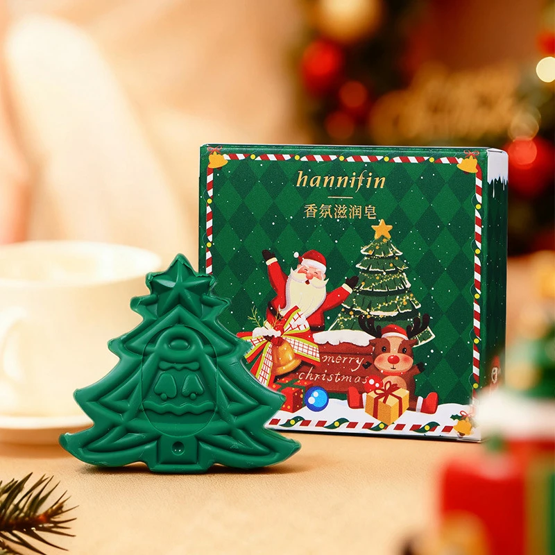 Christmas Tree Shaped Scented Handmade Soap Gift Box Natural Fragrance Moisturizing Body Soap Christmas Holiday Gift For Friends
