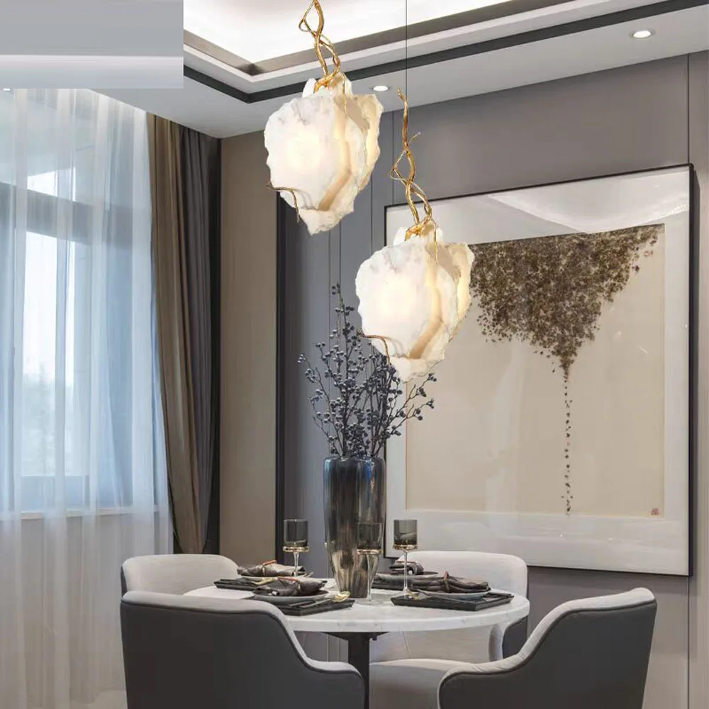 Luxury Design Marble Chandelier LED Lamp Living Room Decoration Bedside Hanging Lighting