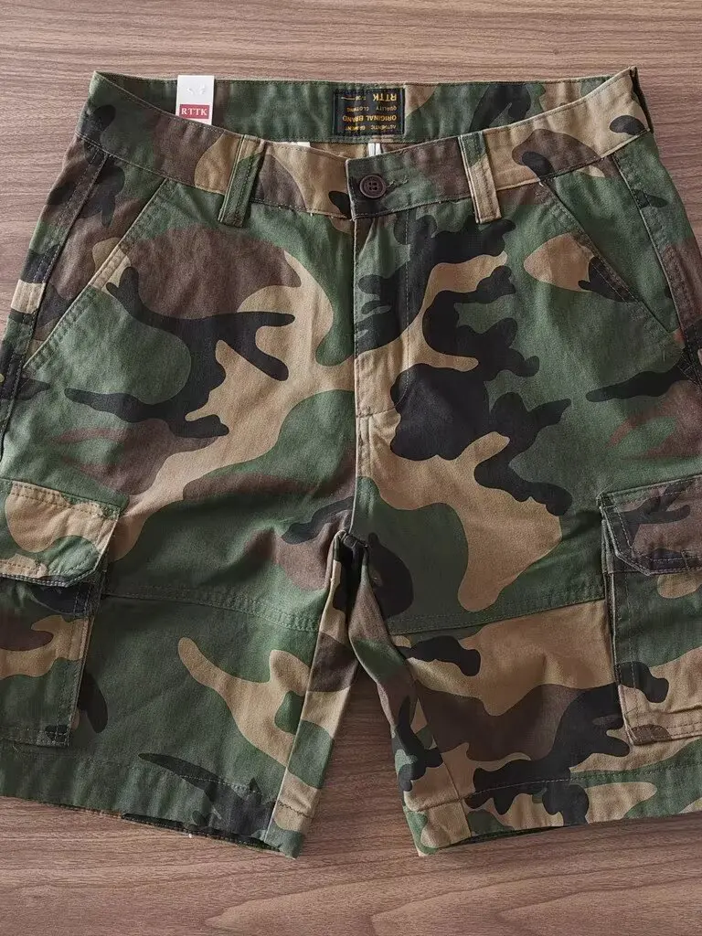 New 2026 Heavyweight American Retro Camouflage Multi-Pocket Five-Quarter Loose Casual Workwear Shorts Cotton Mid-Waist Summer