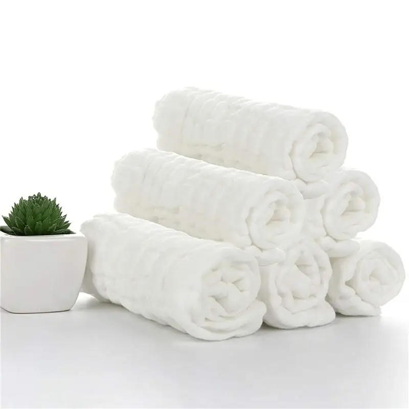 BEDW-Baby Muslin Bath Towels, 50 Pack Of Reusable Soft Absorbent Cotton Baby Face Towel, For Baby's Delicate Skin White