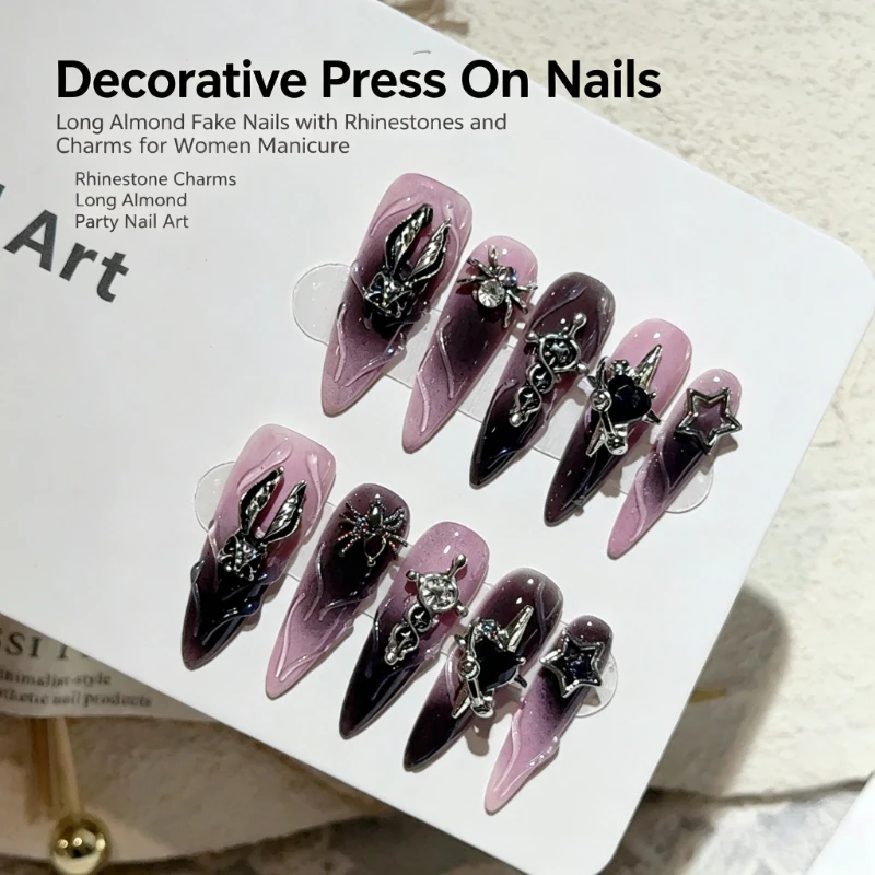 Sweet Cool Spicy Girl Y2K Style Halloween Press on Nails Unique Stylish Removable False Nail Decor for Party Accessories