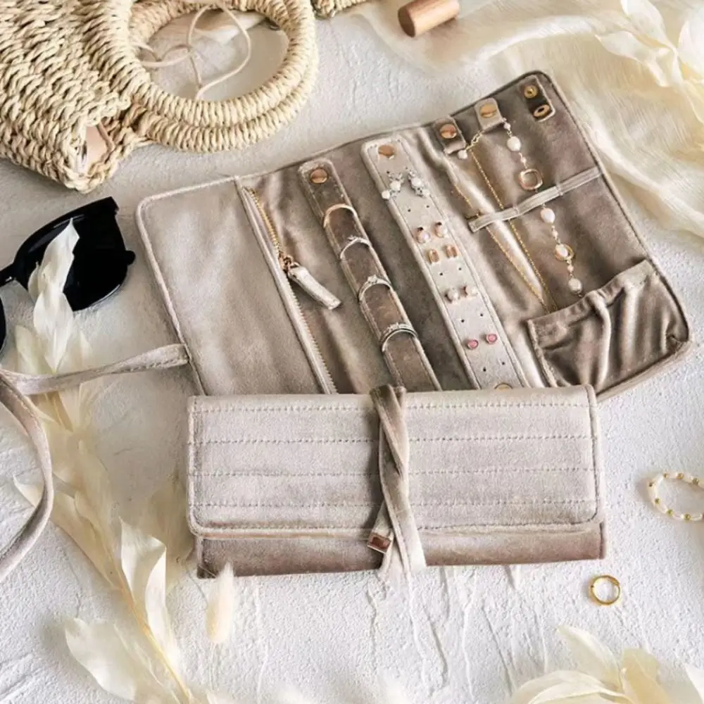 Lace Up Velvet Jewelry Packing Bag Earrings Large Capacity Jewelry Storage Bag Organizer Bracelet Necklace Velvet Jewelry Holder