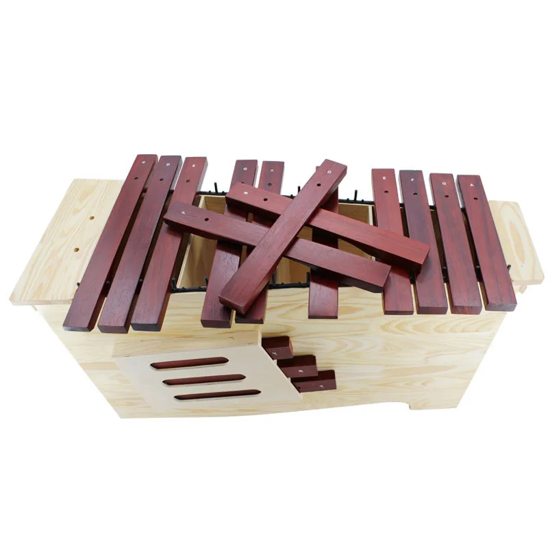 Orff Percussion Instrument, 13-Tone Resonator Box, Adjustable Pitch, Rosewood Xylophone, Music Classroom Instrument