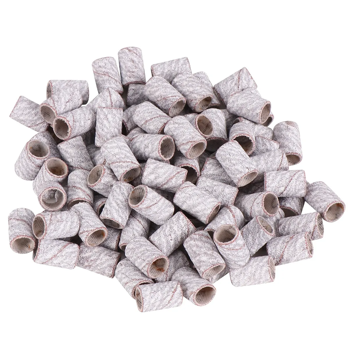 100Pcs Nail Sanding Bands Drill Bits Manicure Pedicure Gel Polish Remover Grinding Polisher Accessories Grey Sanding Band