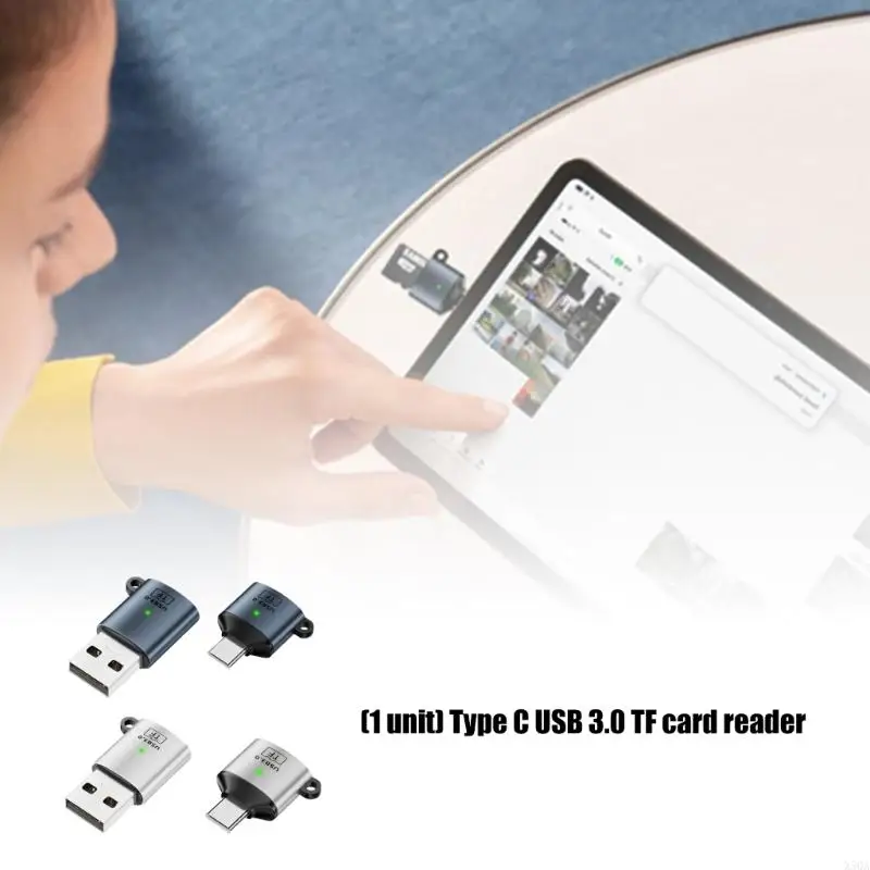 Fast Speed USB3.0 Type C TF Memory Card Reader for Phones And Laptops Metal Design 