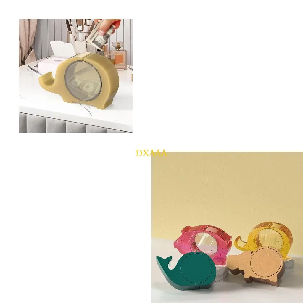 DXAA Elephant Hippo Pig Whale Piggy Mold DIY Crystal Casting Mold for Coins for