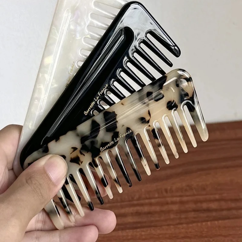 1pc Korea France Simple Gold Label Exquisite Thickened Acetate Hair Comb Tortoiseshell Hair Accessory for Women