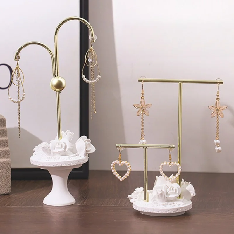 Metal Earrings Display Stand Counter Necklace Displays Holder Jeweler Bracelet Storage Racks Retro Jewelry Organizer Shelf