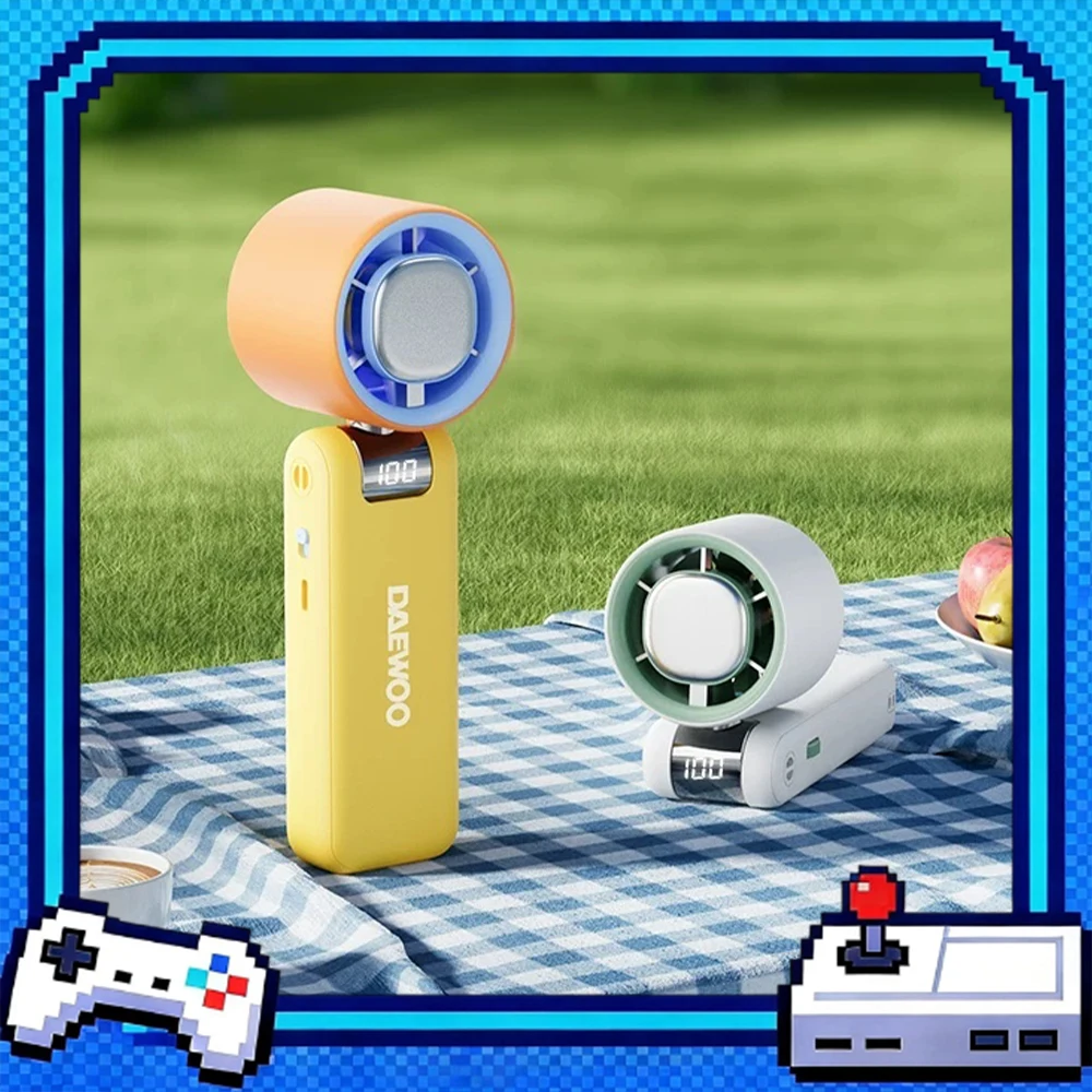 DAEWOO DY-XF36 Handheld Small Fan Semiconductor Refrigeration Handheld Fan Intelligent Digital Display External Screen For Gifts
