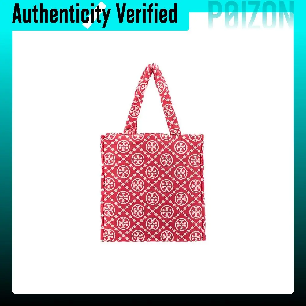 TORY BURCH T Monogram Cotton With Jacquard Tote Bag, Shopping Bag, Handbag, Shoulder Bag Women's Red 148687-600