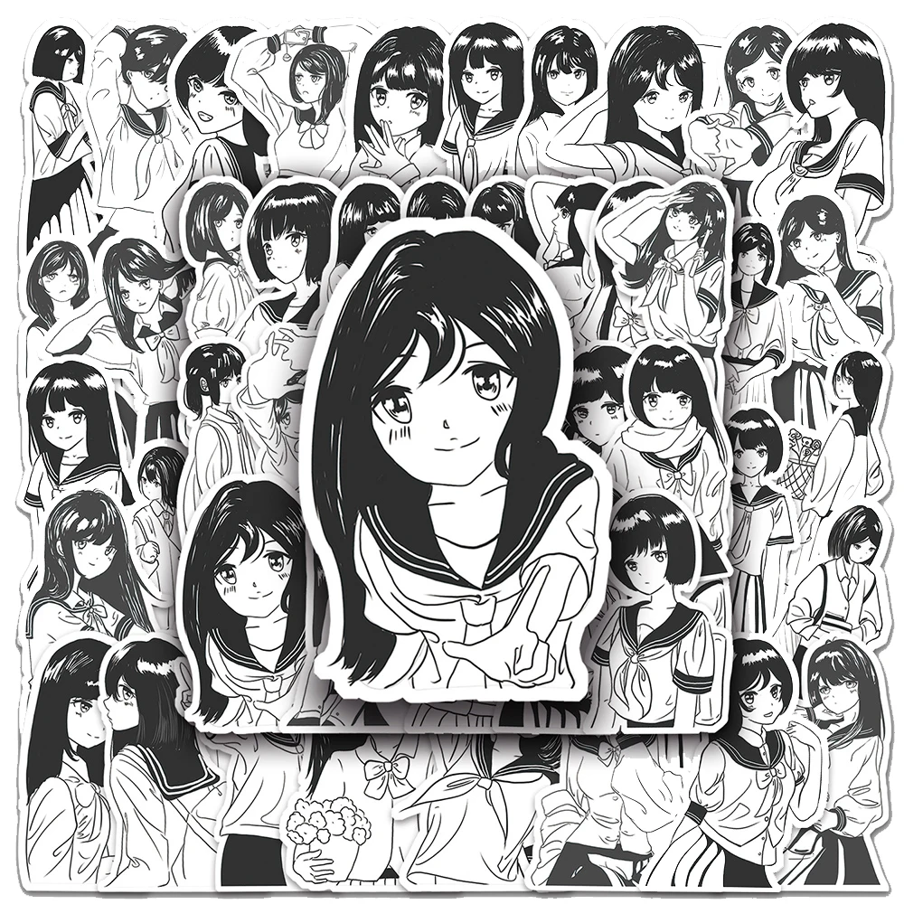 10/30/50pcs Cute Anime JK Uniform Girls Stickers Kawaii Cartoon Sticker DIY Scrapbooking Phone Laptop Graffiti Decals Toys Gift