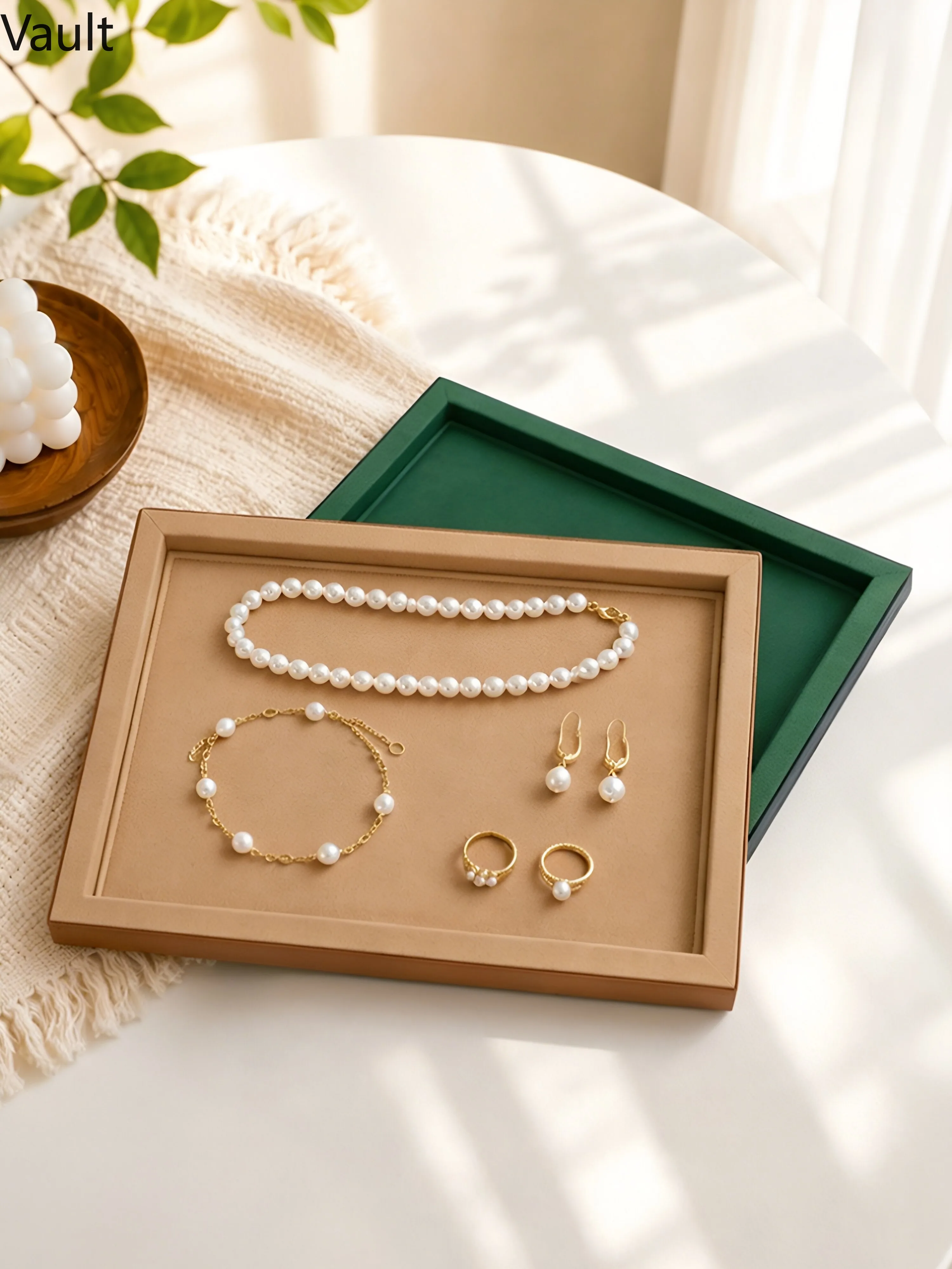 Premium Microfiber Leather Jewelry Tray, Eid Mubarak Gift for Her, Dark Green Appraisal Plate for Jade & Gemstone