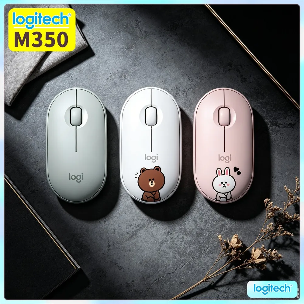 Logitech M350 Pebble Office Mouse - Light Build, Dual Connectivity, Silent Scroll, 10M Range, Long Work Session Ready