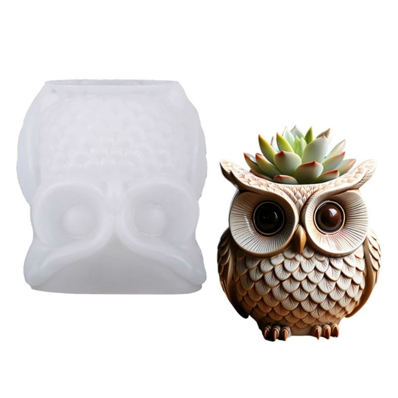 Sturdy Owl Planter Silicone Mold Easy Demolding Multi Use Design For Jewelry Boxes Soap Dishes Decors