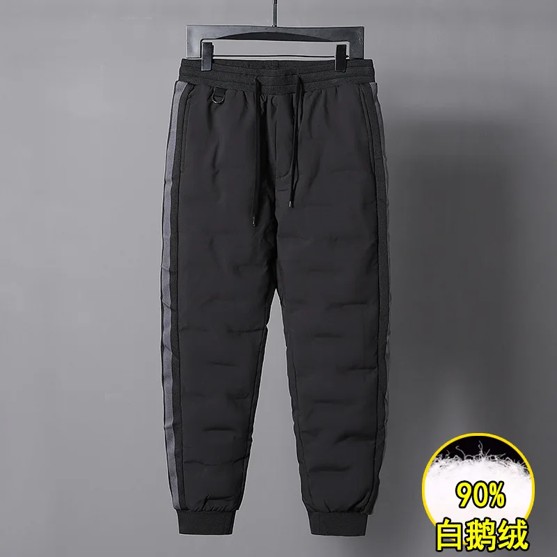 Winter White Goose Down Pants Men Thickened Warm Outdoor Straight Trousers Man  calca termica masculina inverno  calas PT-573