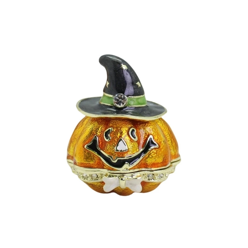 Hand-Painted Zinc Alloy Jewelry Box with Pumpkin Character Display E0BF