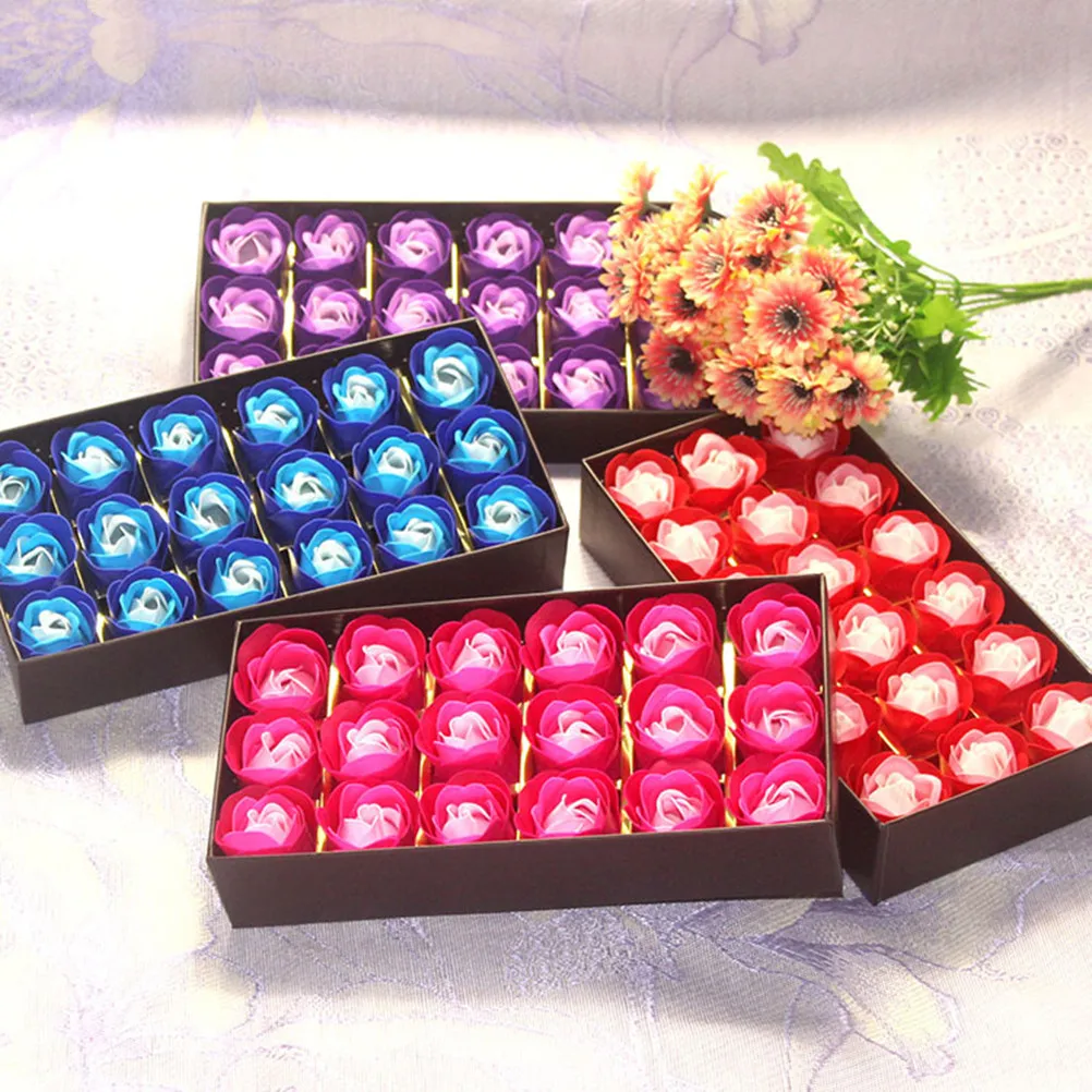 18Pcs Artificial Rose Flowers Scented Bath Soap in Gift Box Romantic Valentine Mother's Day Christmas Anniversary Gift Decor