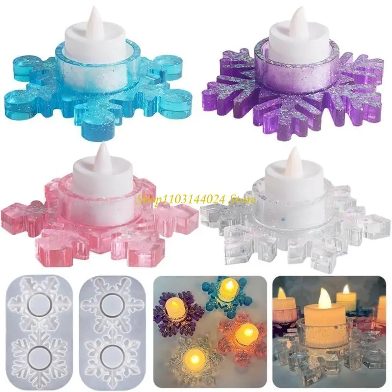 N5KE Unique Snowflake Candlestick Resin Mold Holder Silicone Mold