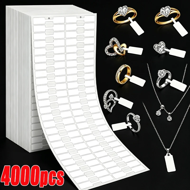 Jewelry Self Adhesive Price Tags Stickers Blank Barcode Label Paper Waterproof Wrap-Around Labels for Jewelry Display Packaging