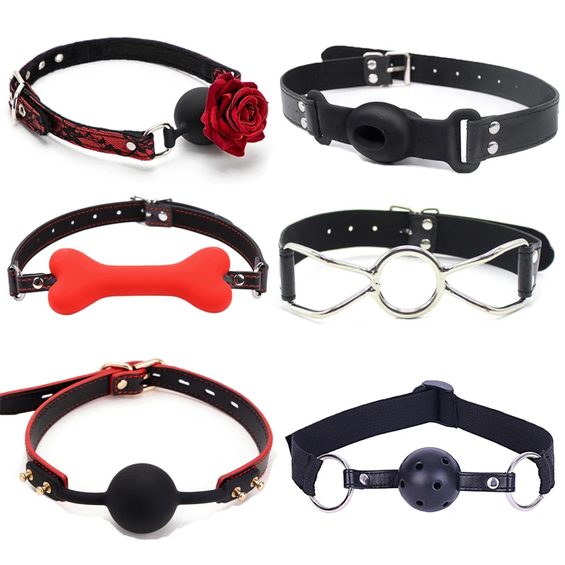6 Types Open Mouth Gag Ball O-shaped Silicone Mouth Plug Oral Slave Fetish Bondage Restraints Slave Sex Toys For Women Couples