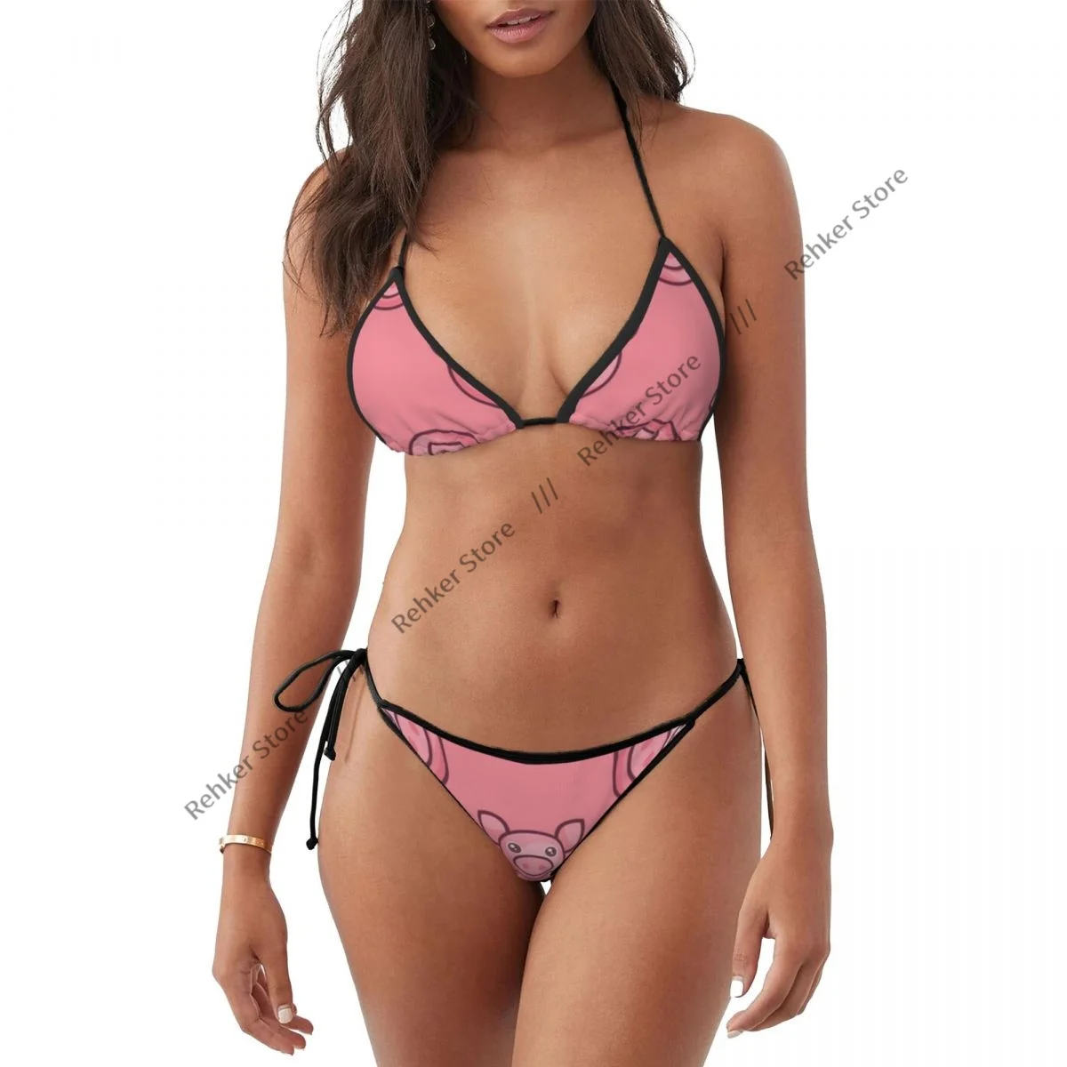 Woman Swimsuit Sexy Bikini Set Swimwear Pink Pig Two Piece Bathing Suit